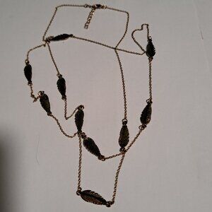 copper bronze color long Feather necklace